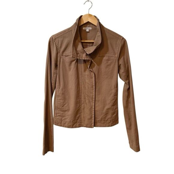 James Perse Womens Asymmetric Panel Moto Jacket Size 2 Medium Cotton Blend - Picture 1 of 10